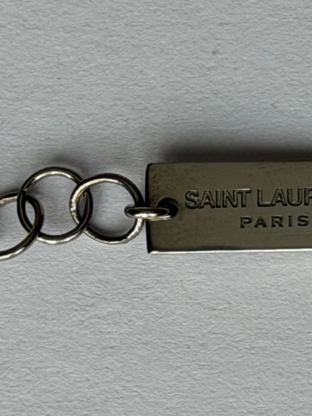Saint Laurent YSL Sterling Silver E Initial Letter Snake Pendant Chain Necklace
